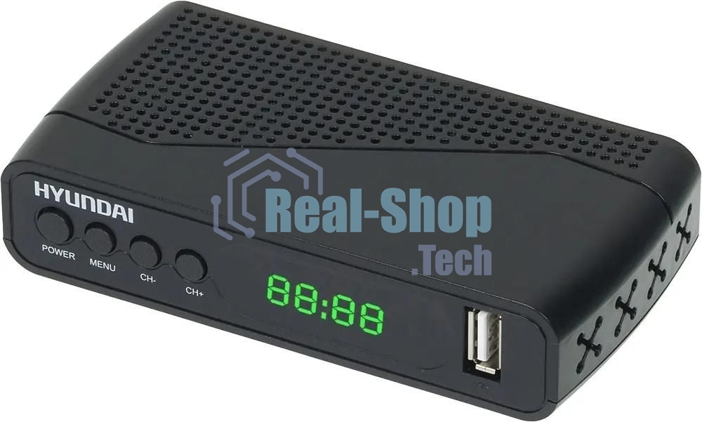 Приставка для цифрового ТВ Hyundai H-DVB500 черный, DVB-T2, DVB-T, DVB-C, HDMI, USB 2.0 х2
