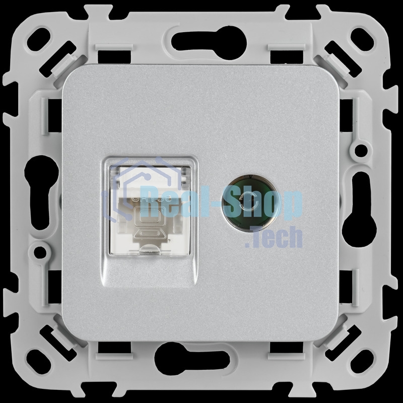 Розетка 2-местная RJ45/TV категория 5Е UTP РКТВ5е-2-0-ФлА алюминий FLITE