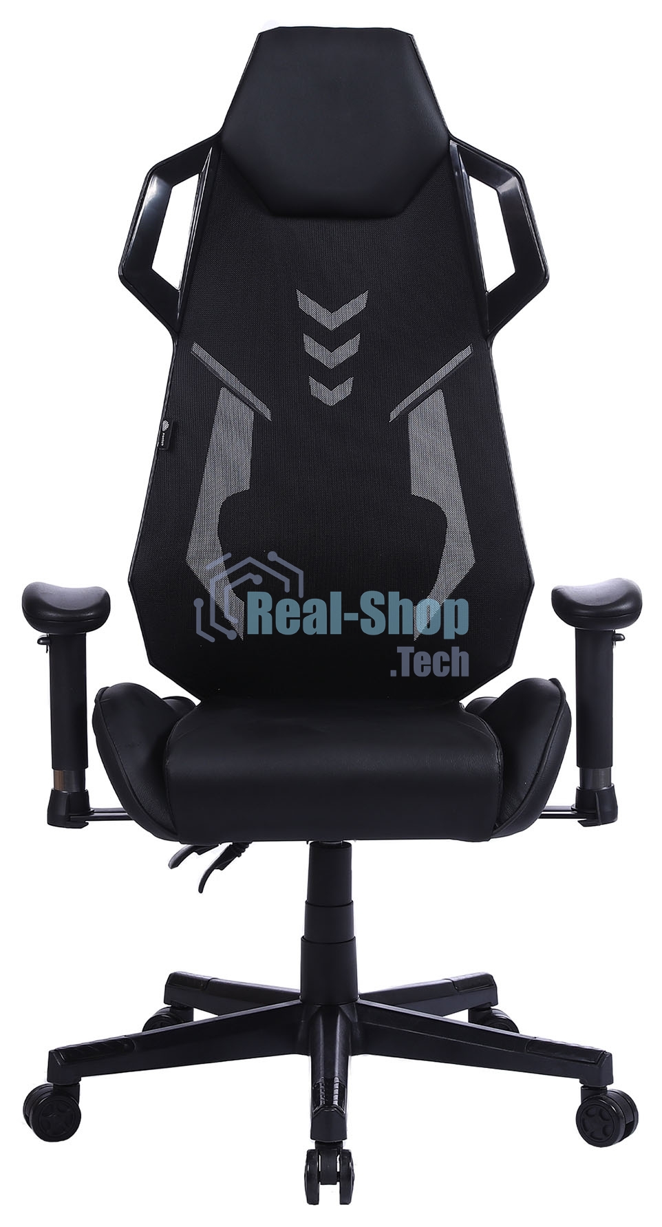 Кресло игровое Cactus CS-CHR-090BL черный, сиденье черный, эко.кожа, крестовина пластик, пластик черный