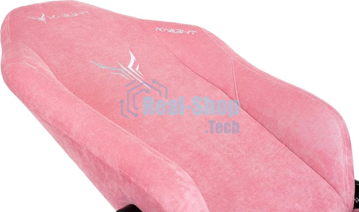 Кресло игровое Knight N1 Fabric розовый Velvet 36 с подголов. крестовина металл