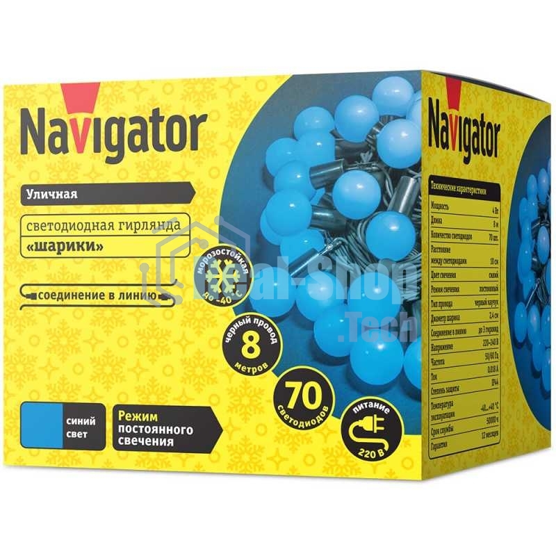 Гирлянда Navigator NGF-B02-70B-10-8m-230-BL-IP44