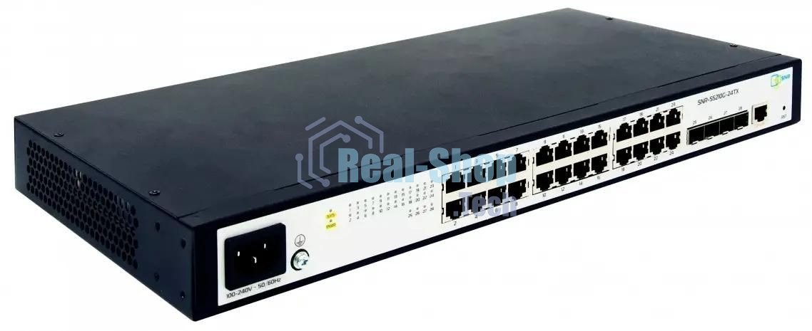 Коммутатор управляемый SNR уровня 2+, 24 порта 10/100/1000Base-T, 4 порта 1/10G SFP+