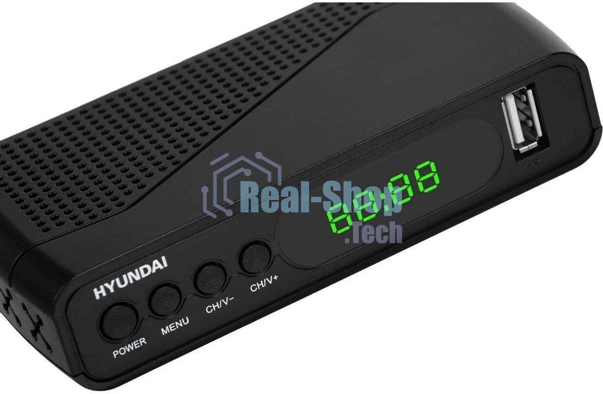 Приставка для цифрового ТВ Hyundai H-DVB500 черный, DVB-T2, DVB-T, DVB-C, HDMI, USB 2.0 х2