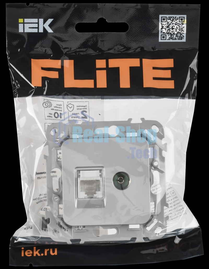 Розетка 2-местная RJ45/TV категория 5Е UTP РКТВ5е-2-0-ФлА алюминий FLITE