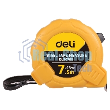 Рулетка Deli DL9075B 7,5мx25мм Метрическая. Корпус ударопрочный.