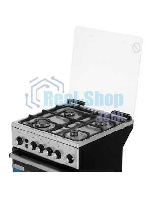 Плита газовая De Luxe 5040.40Г (кр) ЧР-010 серебристый, конфорок 4 шт, духовка 46 л, 50 см x 85 см x 50 см