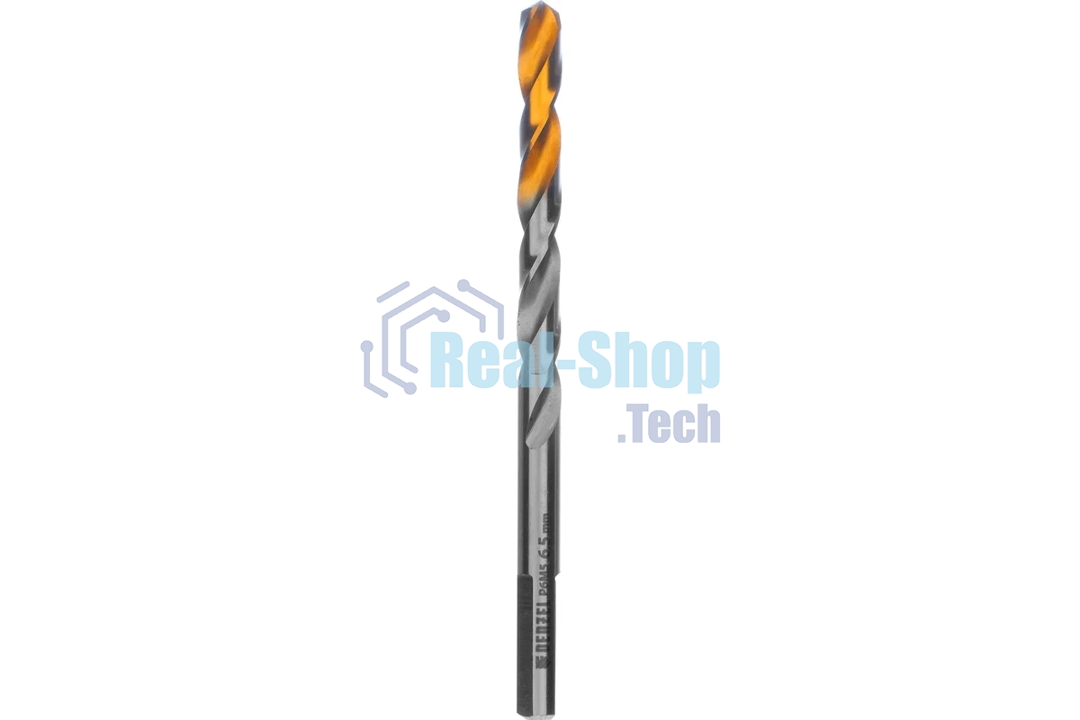 Сверло спиральное по металлу Denzel 6,5 x 100мм, Р6М5, Golden Tip