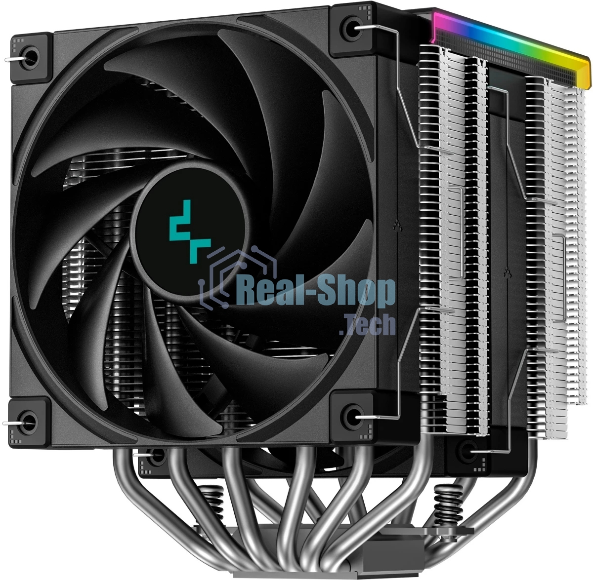 Кулер для процессора DEEPCOOL AK620 DIGITAL SE LGA20XX/1700/1200/115X/AM5/AM4 (9шт/кор, TDP 260W, PWM, DUAL Fan 120мм, 6 тепл. трубок, ARGb, черный) RET (R-AK620-BKADMN-GJD)