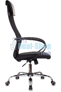 Кресло руководителя Бюрократ CH-607BS черный, сетка/ткань, крестов. металл хром