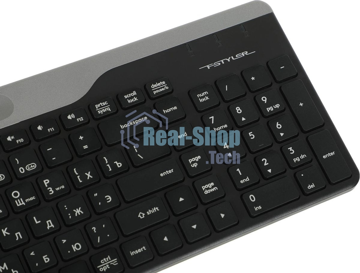 Клавиатура беспроводная A4Tech Fstyler FBK25, USB, Bluetooth/Радиоканал, черный/серый