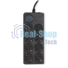 Сетевой фильтр Ippon BK-8-EU-3-10-B 3 м (8 розеток) черный (коробка)