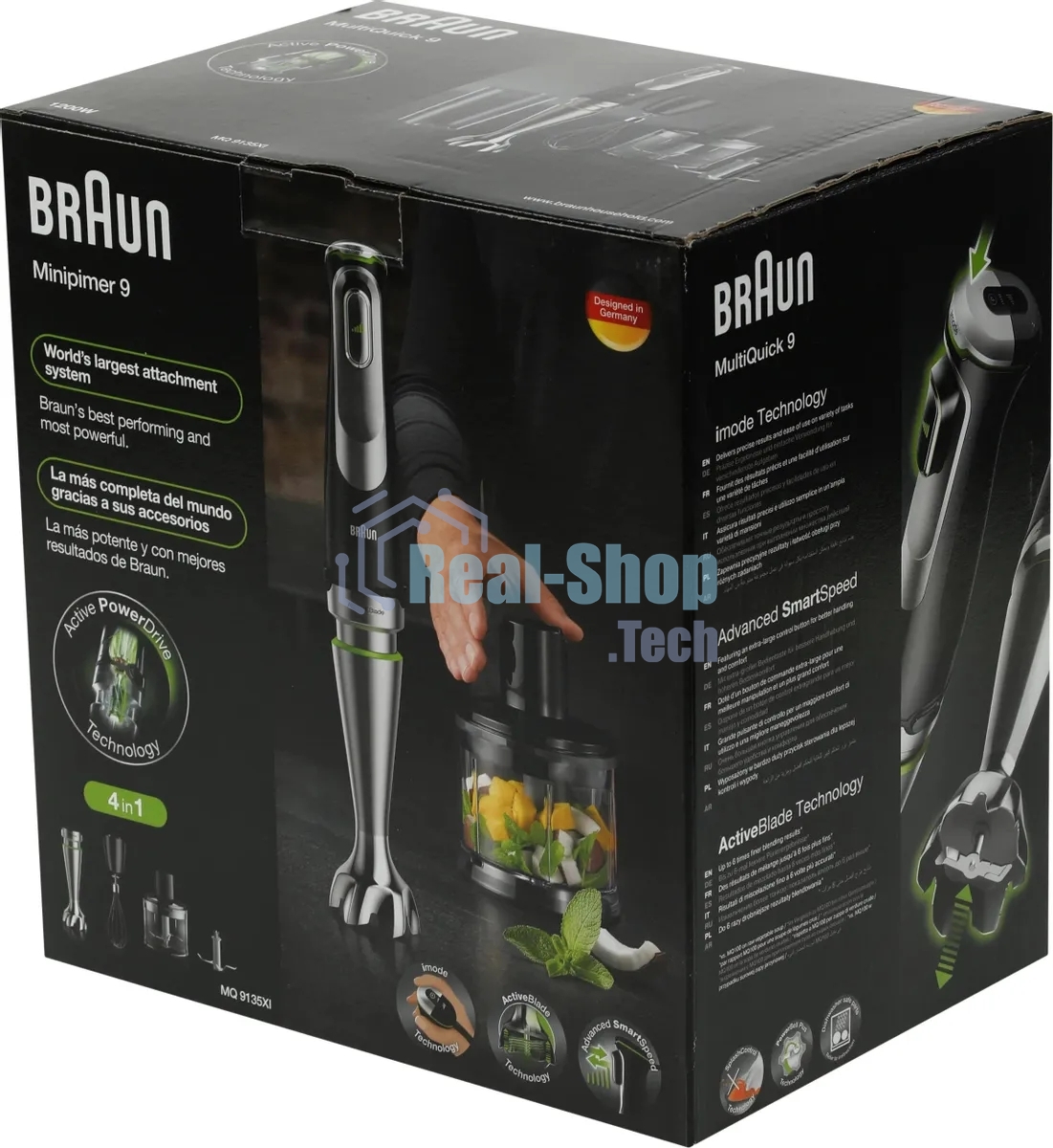 Блендер погружной Braun MQ9135XI черный/серебристый