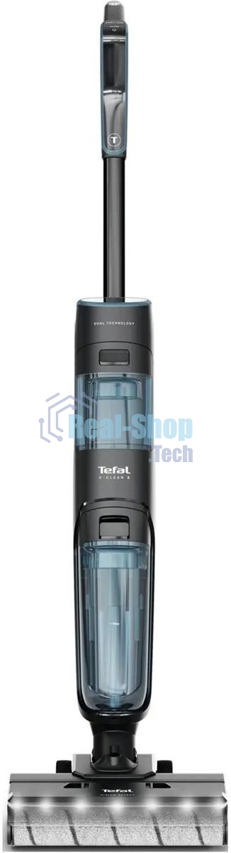 Пылесос вертикальный моющий Tefal X-Clean 5 GF5555F0 серый/черный, от аккумулятора, 200 Вт, уборка влажная, пылесборник 0.44 л