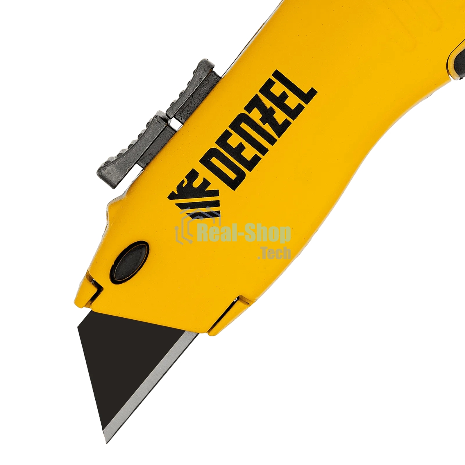 Нож строительный Denzel 19 мм, сменное трапециевидное лезвие, SK4, алюминиевый корпус, торцевой зажим