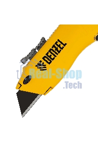 Нож строительный Denzel 19 мм, сменное трапециевидное лезвие, SK4, алюминиевый корпус, торцевой зажим