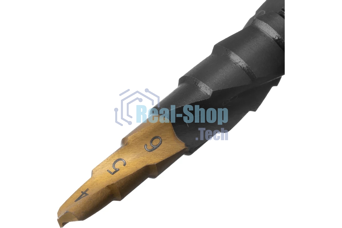 Сверло ступенчатое Denzel 4-5-6-7-8-9-10-11-12 мм, Р6М5, 6-гр. хвостовик 723602