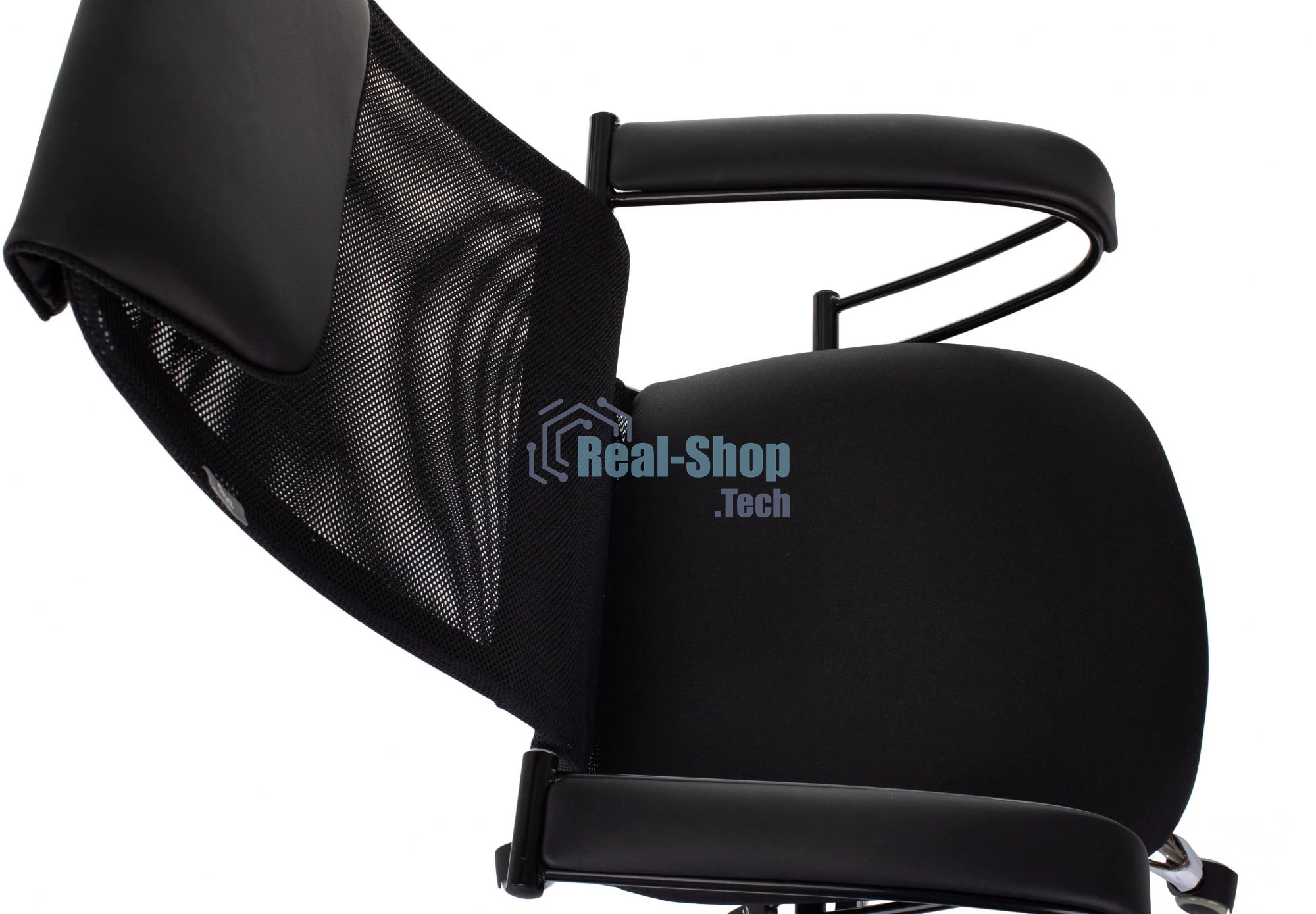 Кресло руководителя Бюрократ CH-607BS черный, сетка/ткань, крестов. металл хром