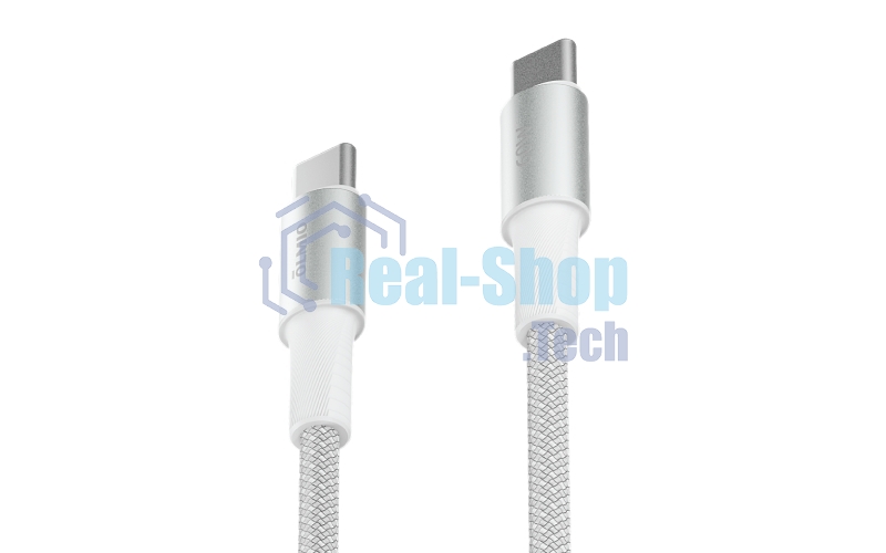 Кабель OLMIO MASTER, Type-C - Type-C, 60W 3A, 1.2м, тканевая оплетка, белый