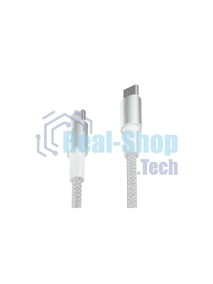 Кабель OLMIO MASTER, Type-C - Type-C, 60W 3A, 1.2м, тканевая оплетка, белый