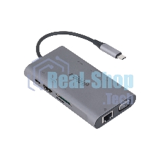 USB-концентратор Dahua TC39, USB Type-C, USB 3.0 + HDMI + RJ45 + VGA + SD/TF +PD Docking Station, USB