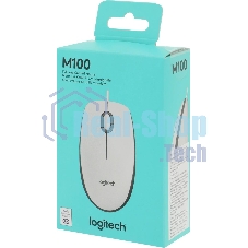 Мышь проводная Logitech M100 белый, 1000 dpi, USB, кнопки - 3
