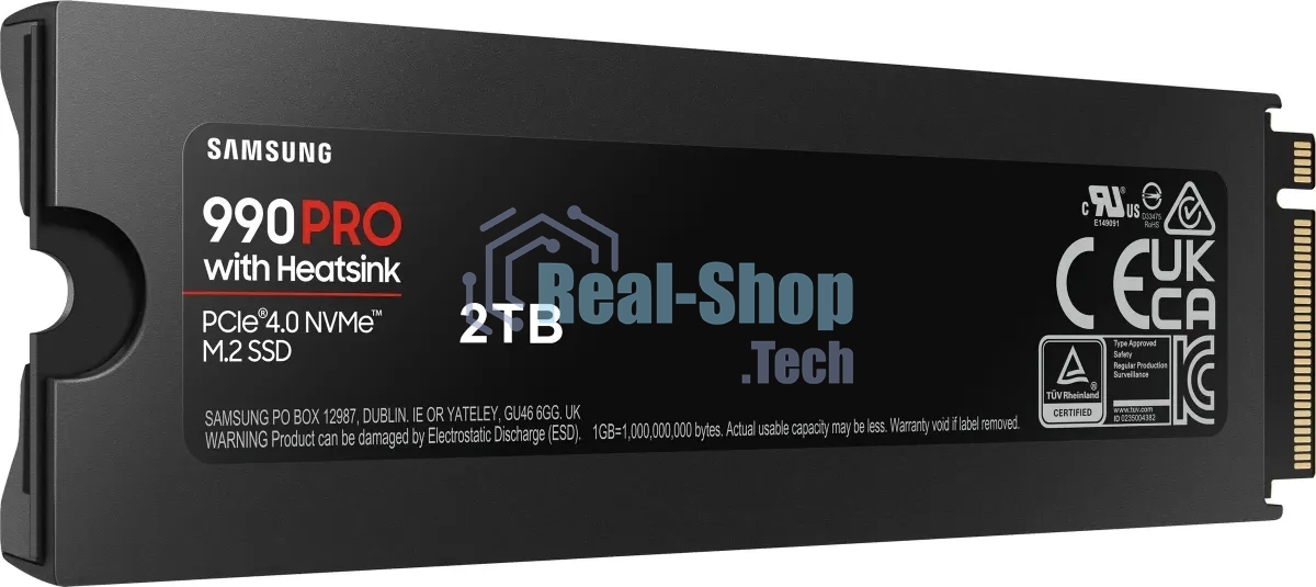Накопитель SSD Samsung 990 PRO, 2000Gb, PCIe 4.0 x4, M.2 2280, NVMe, R/W 7450/6900, с радиатором