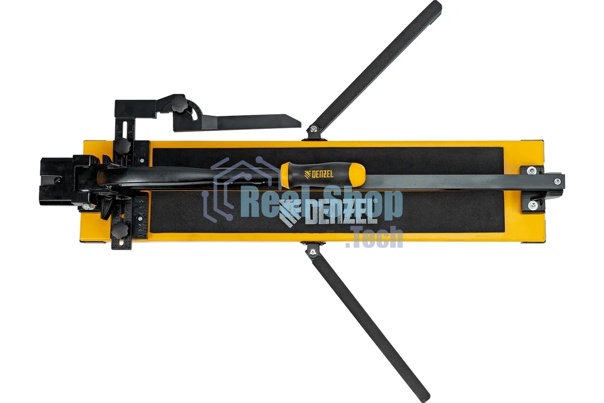 Плиткорез рельсовый Denzel 600х16мм, каретка на подш., стальная станина, усил. рукоятка-пенал