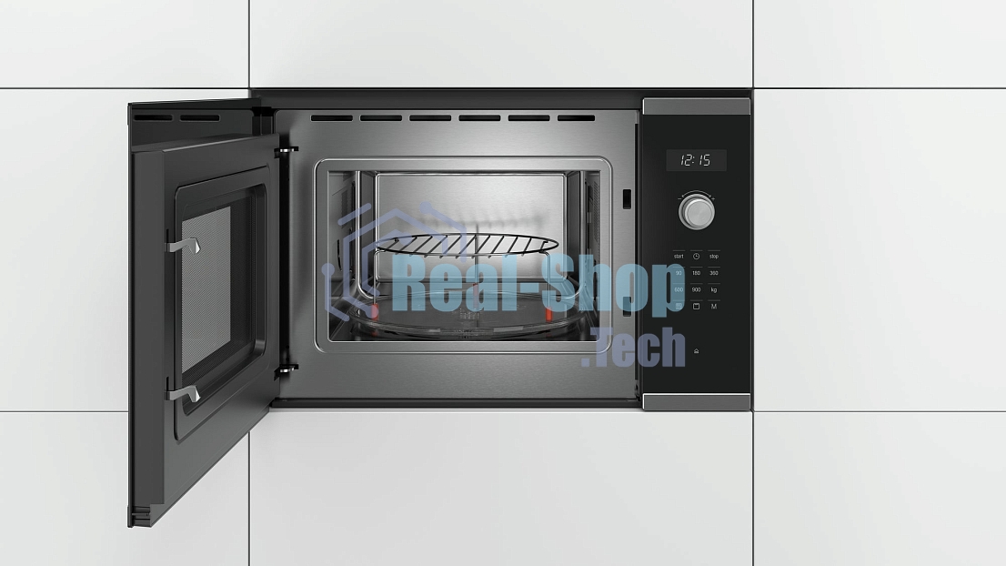 Встраиваемая микроволновая печь Bosch BEL554MS0 нержавеющая сталь/черный, 25 л, 900 Вт, переключатели - поворотный механизм/сенсор
