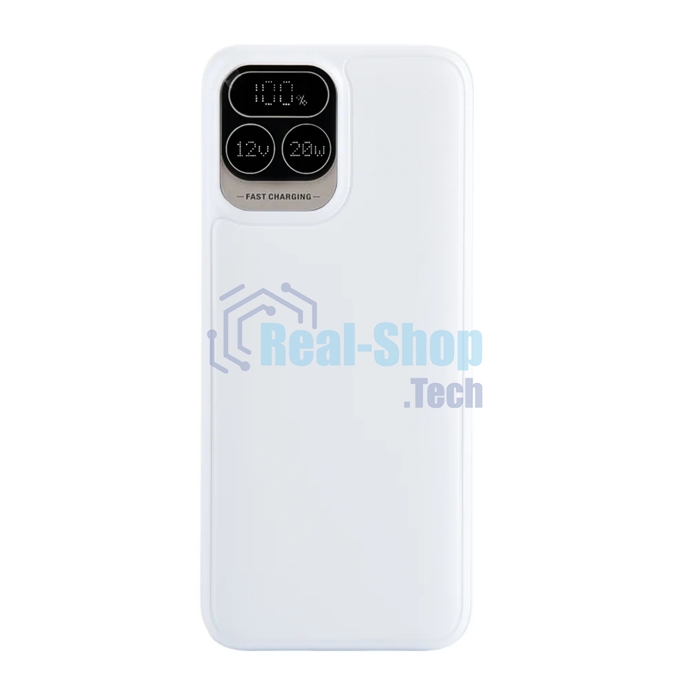 Портативный аккумулятор Perfeo Powerbank Atomic Age 20000 mAh/LED дисплей/PD + QC 3.0/Type-C/2 USB/Выход: 5A, max 22.5W белый (PF_E1475)
