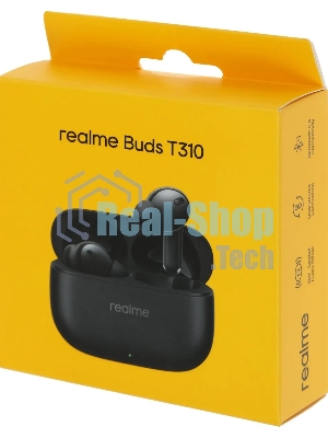 Наушники TWS Realme Buds T310 черный, внутриканальные, Bluetooth, активное шумоподавление, до 40 ч