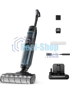 Пылесос вертикальный моющий Tefal X-Clean 5 GF5555F0 серый/черный, от аккумулятора, 200 Вт, уборка влажная, пылесборник 0.44 л