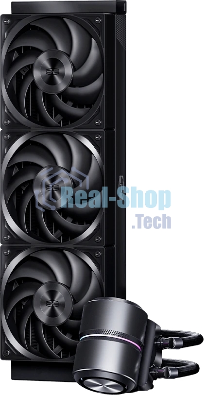 Система охлаждения Water Cooling System PCCooler DE360 Pro BK (300W, 360мм, Black, ARGB Pump, Fans: 3x120мм, 86.73CFM, 32dBA, 2200RPM/Pump height 57мм, 28dBA, 3200RPM, Rad thickness 27мм/S: 1851, 1700, 1200, 115X, AM5, AM4, AM3)
