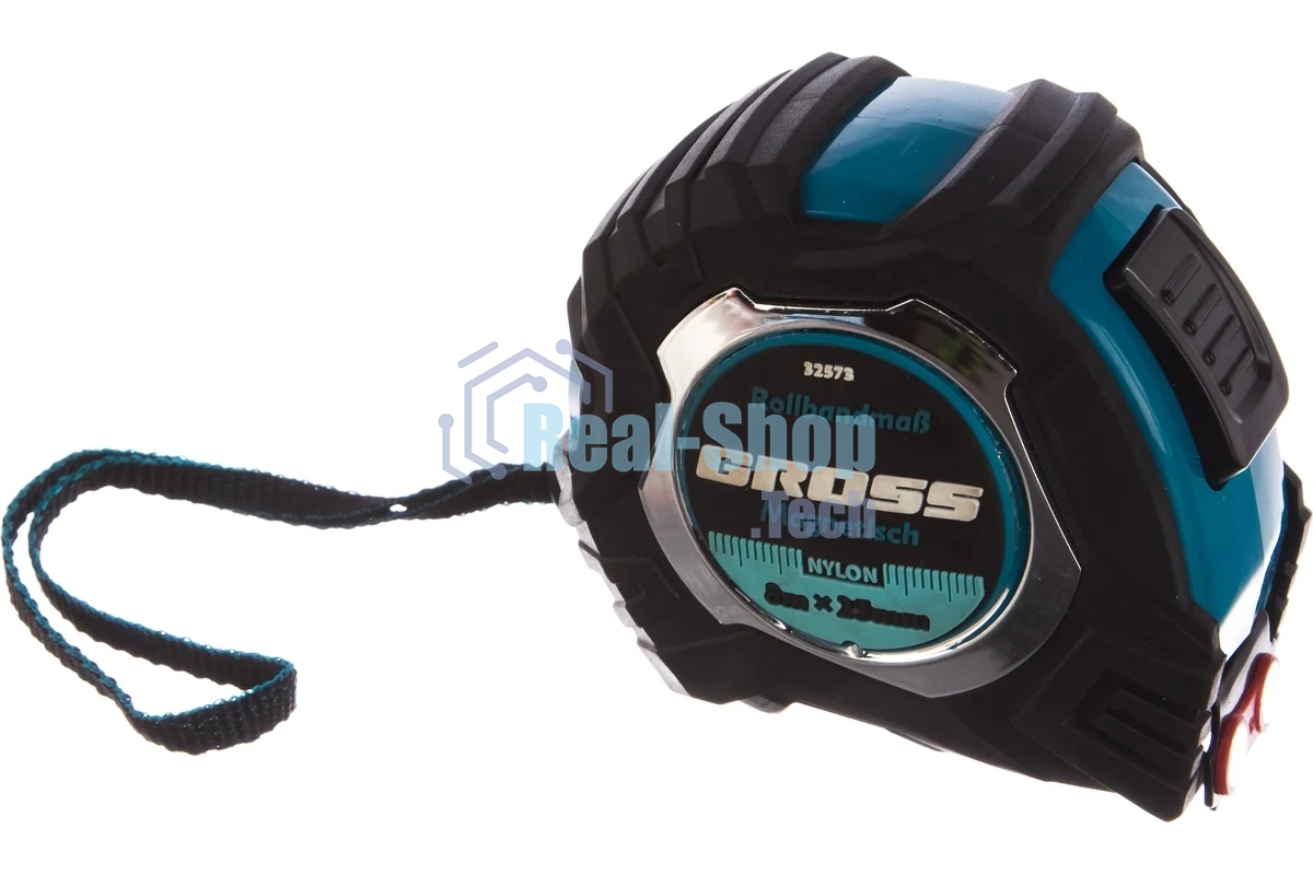 Рулетка Gross Magnetisch, 8 м х 25 мм, обрезин. корпус, автоматич. фиксация, нейлон. покр., магн. зацеп
