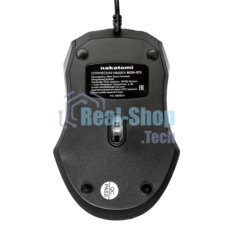 Мышь проводная Nakatomi MON-07U черный, 800 dpi, USB, кнопки - 3