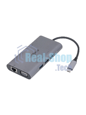 USB-концентратор Dahua TC39, USB Type-C, USB 3.0 + HDMI + RJ45 + VGA + SD/TF +PD Docking Station, USB