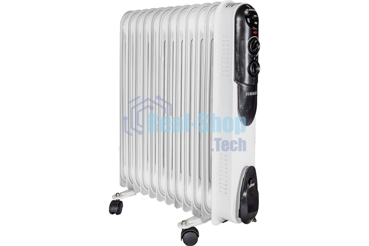Обогреватель масляный EUROLUX ОМПТ-EU-12Н (12 секций) белый, 2500 Вт, 30 м2, термостат 67/3/20