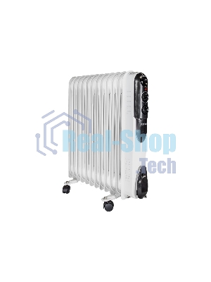 Обогреватель масляный EUROLUX ОМПТ-EU-12Н (12 секций) белый, 2500 Вт, 30 м2, термостат 67/3/20