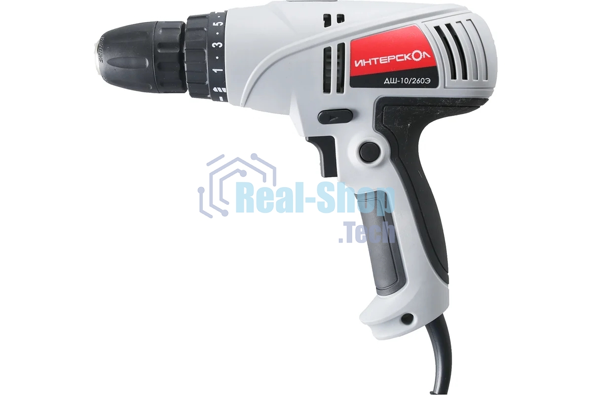 Дрель-шуруповерт сетевой ИНТЕРСКОЛ ДШ-10/260Э, Сетевая, 260Вт