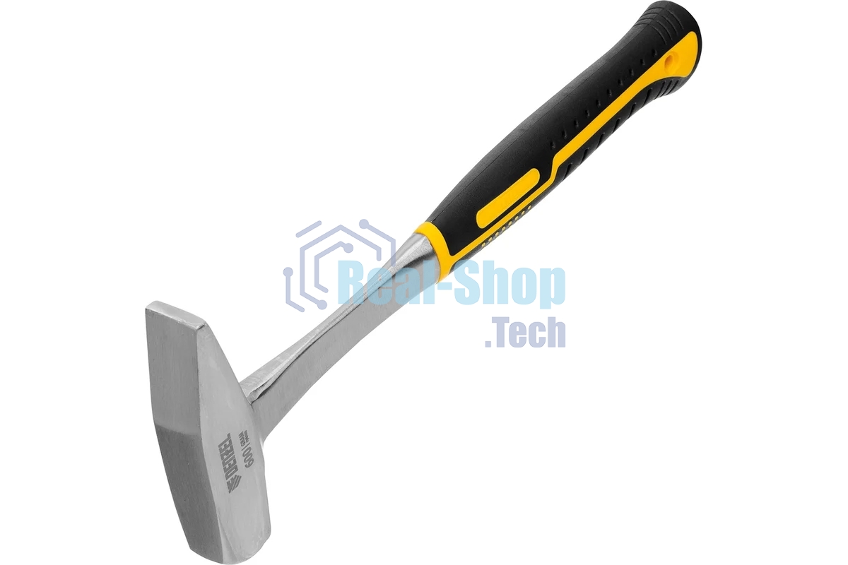 Молоток слесарный Denzel 600 г цельнометаллический, двухкомпонентная рукоятка