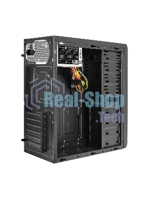 Компьютерный корпус Miditower ExeGate UN-605B Black, ATX, (UN500, 120мм), 2*USB, Audio, замок блокировки кнопки питания