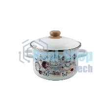 Кастрюля Appetite 1RD221М Roses с крышкой, эмалированная сталь, цилиндрическая 5,5 л