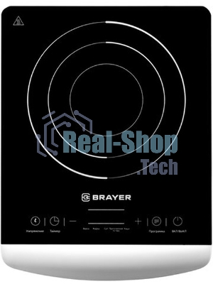 Плита настольная электрическая BRAYER BR2801 белый/черный, 2 кВт, индукция, конфорки - 1, стеклокерамика, сенсор