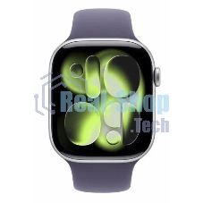 Умные часы Apple Watch Series 11 A3333 46мм OLED корп.серебристый Sport Band рем.фиолетовый разм.брасл.:M/L (MEVA4ZP/A)