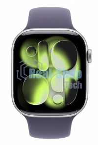 Умные часы Apple Watch Series 11 A3333 46мм OLED корп.серебристый Sport Band рем.фиолетовый разм.брасл.:M/L (MEVA4ZP/A)