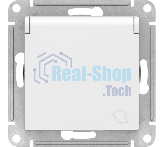 Механизм розетки 1-м СП AtlasDesign 16А IP20 с заземл. защ. шторки с крышкой белый