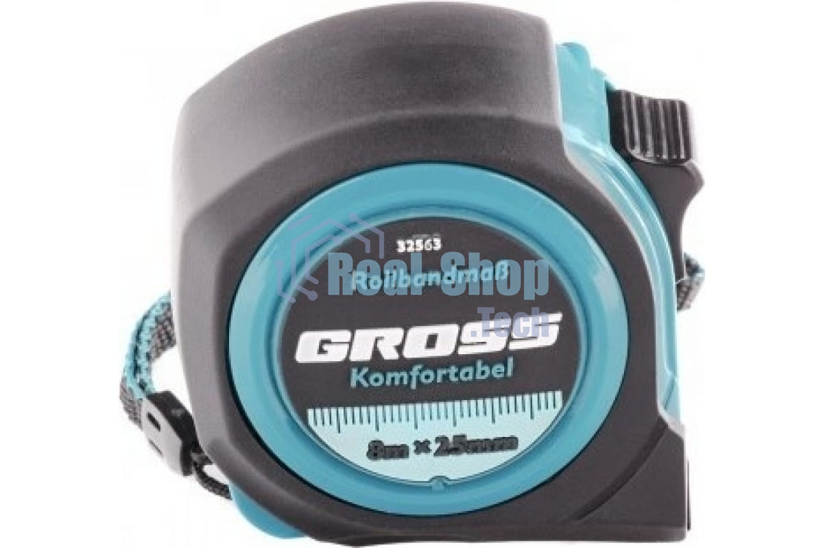 Рулетка Gross Komfortabel, 8 м х 25 мм, обрезиненный корпус