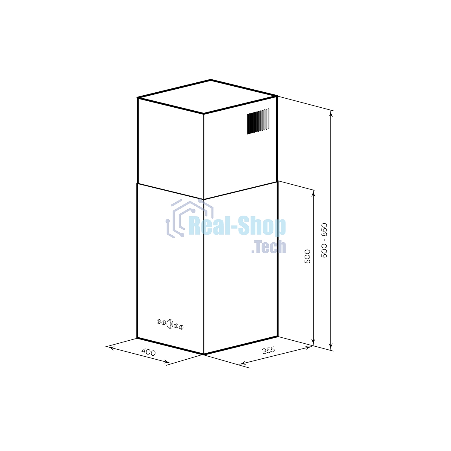 Вытяжка островная LEX Mono 400 белый, 40 см, 850 куб. м/ч, 50 дБ