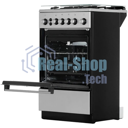 Плита газовая De Luxe 5040.40Г (кр) ЧР-010 серебристый, конфорок 4 шт, духовка 46 л, 50 см x 85 см x 50 см