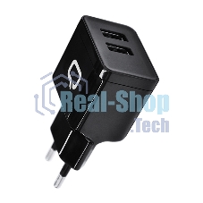 Сетевое зарядное устройство Qumo Energy (Charger 0062), 2 USB, 3.1A, Micro USB cable, черный