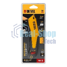 Нож строительный Denzel 19 мм, сменное трапециевидное лезвие, SK4, алюминиевый корпус, торцевой зажим